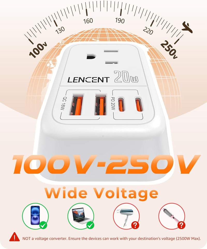 Lencent Foldable US to UK Ireland Travel Plug Adapter, PD 20W Type G Power Adaptor with 4 Outlet, USB C Fast Charger Adapter, USA to Dubai Scotland British London England Hong Kong Irish Qatar - Image 5